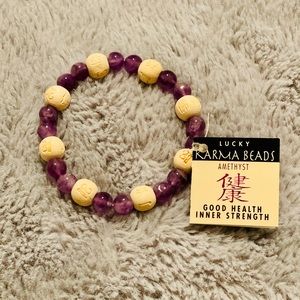 Lucky Karma Beads Amethyst bracelet..one size fits all